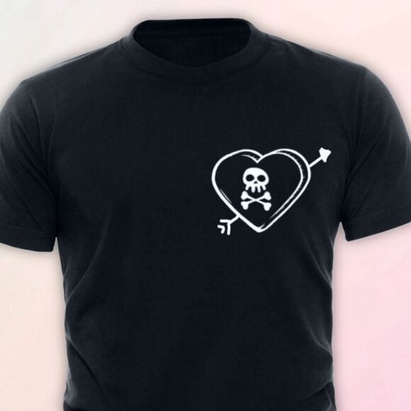 Anti-Valentine’s Day, Skull Heart Tee, Size Small- XXL - Picture 2 of 5